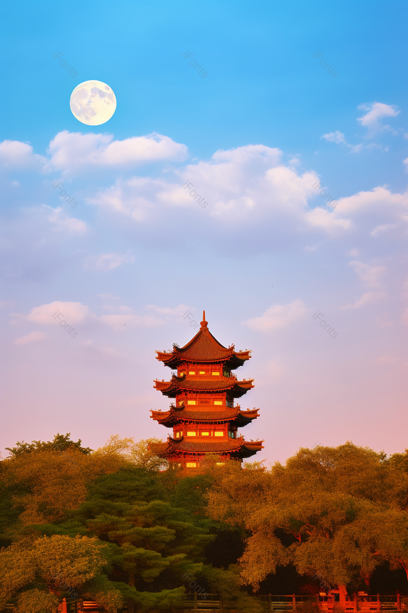 网红旅游打卡地月光下的湖北黄鹤楼,高清,摄影图,摄影图片,图片大全,摄影图免费下载